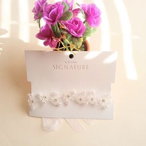 Galina Signature Bridal Pearl Rhinestone Flower Headpiece Hair Accessory